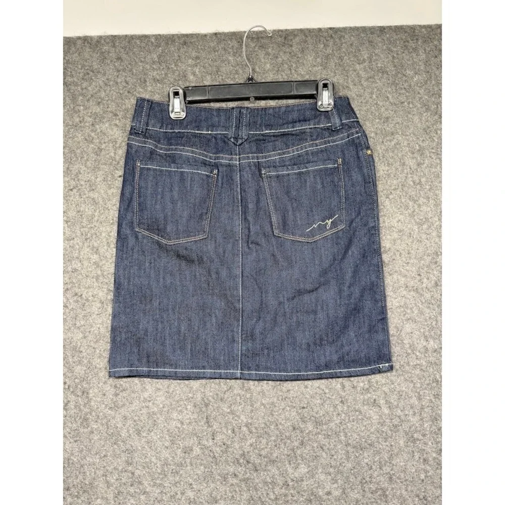 New York & Company Women Dark Wash Denim Mini Skirt Size 4‎ Stretch 5-Pocket NWT
